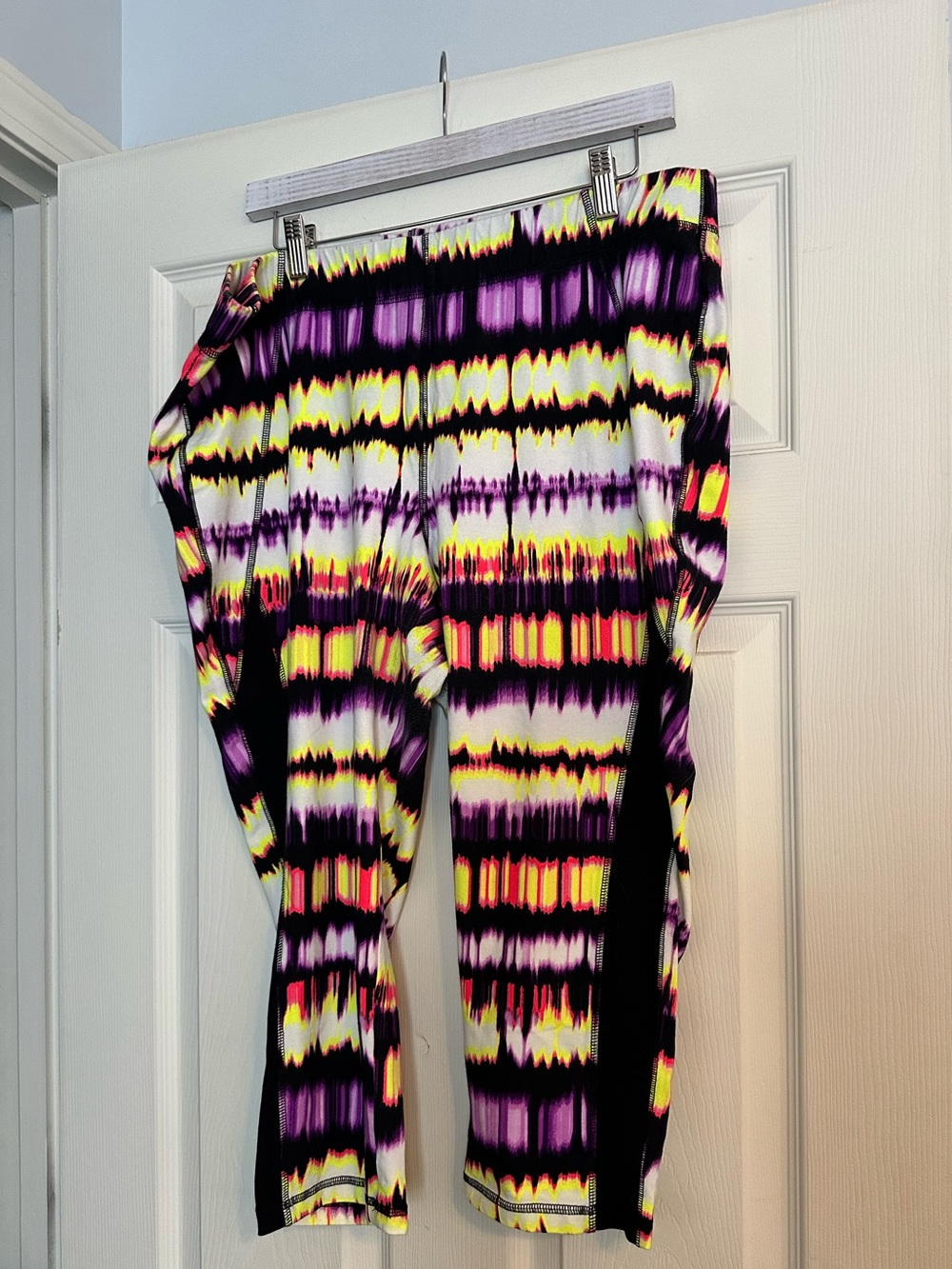 Lane Bryant Vibrant Tie-Dye Stripe Leggings - Purple, Yellow, Black
